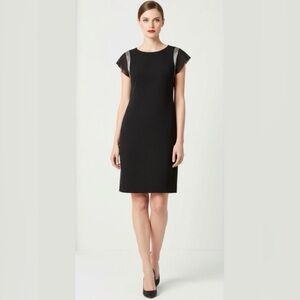 Sandro Paris R3537E Silk Lurex Black Mini Dress Sheer Sleeve Cocktail Dress